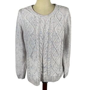 Sonoma Cable Knit Cream Speckled Colored Sweater Size Large
